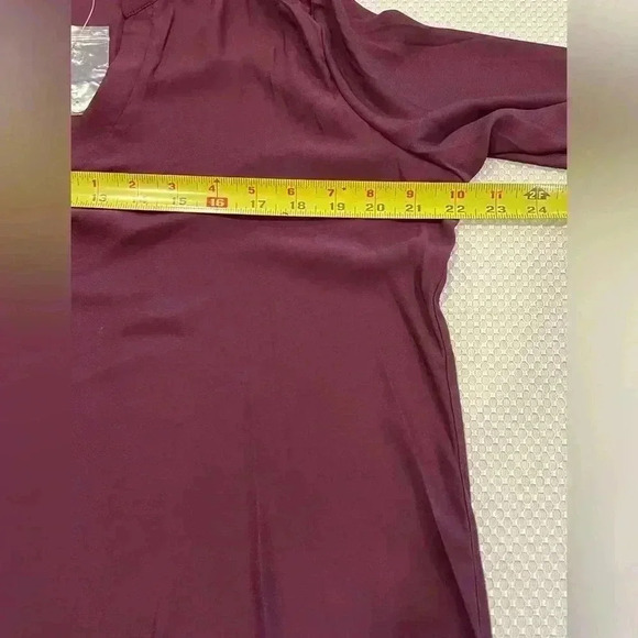 NWT LushTop Womens S burgundy Purple Roll Tab Sleeve Pullover Blouse - Picture 4 of 8